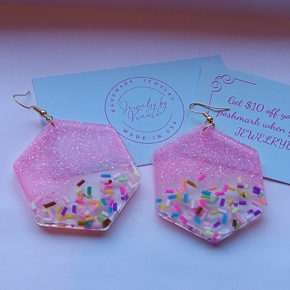 Hand Crafted Jewelry - Hand Crafted Resin Earrings Cupcakes & Sprinkles Collection